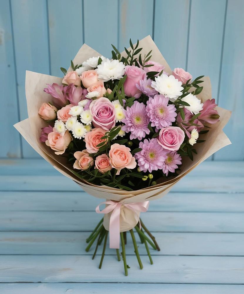 Букет цветов из: Хризантемы, Розы и Альстромерии в Ефремове