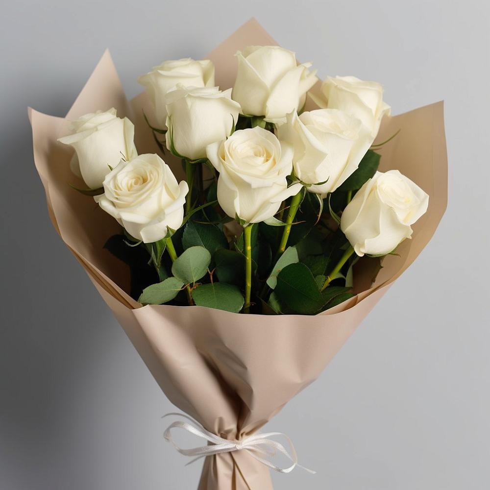 Букет 9 Белых роз Эдлесс Лав в Ефремове