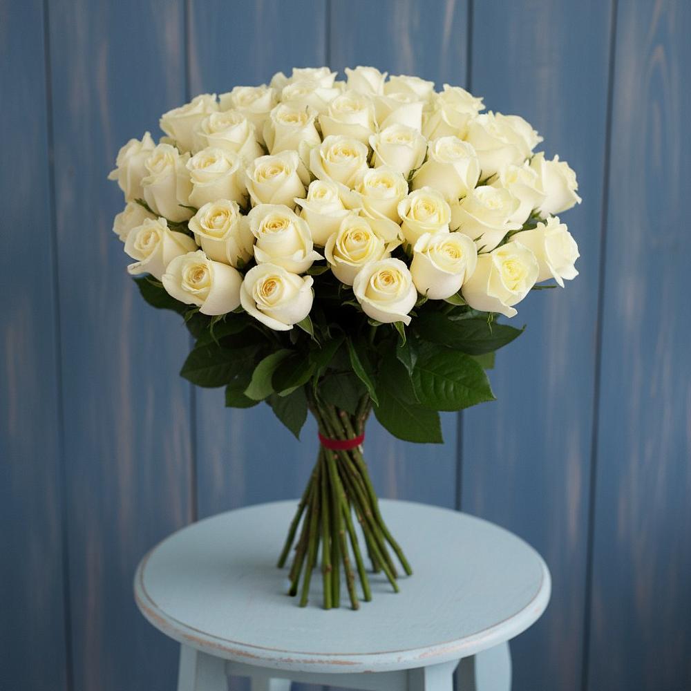 Букет 51 Белая роза Эдлесс Лав в Ефремове